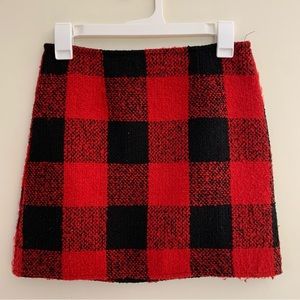 Knit plaid mini skirt
